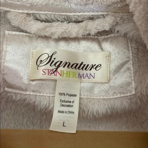 Stan Herman super-soft textured cream-colored robe EUC - Picture 4 of 12